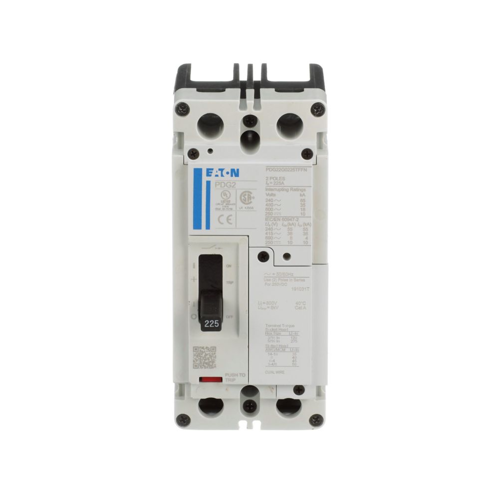 Eaton PDG22G0200TFFL Circuit Breaker | 600V 200A 2P 35kA@480V Bolt-On Power Defense Series