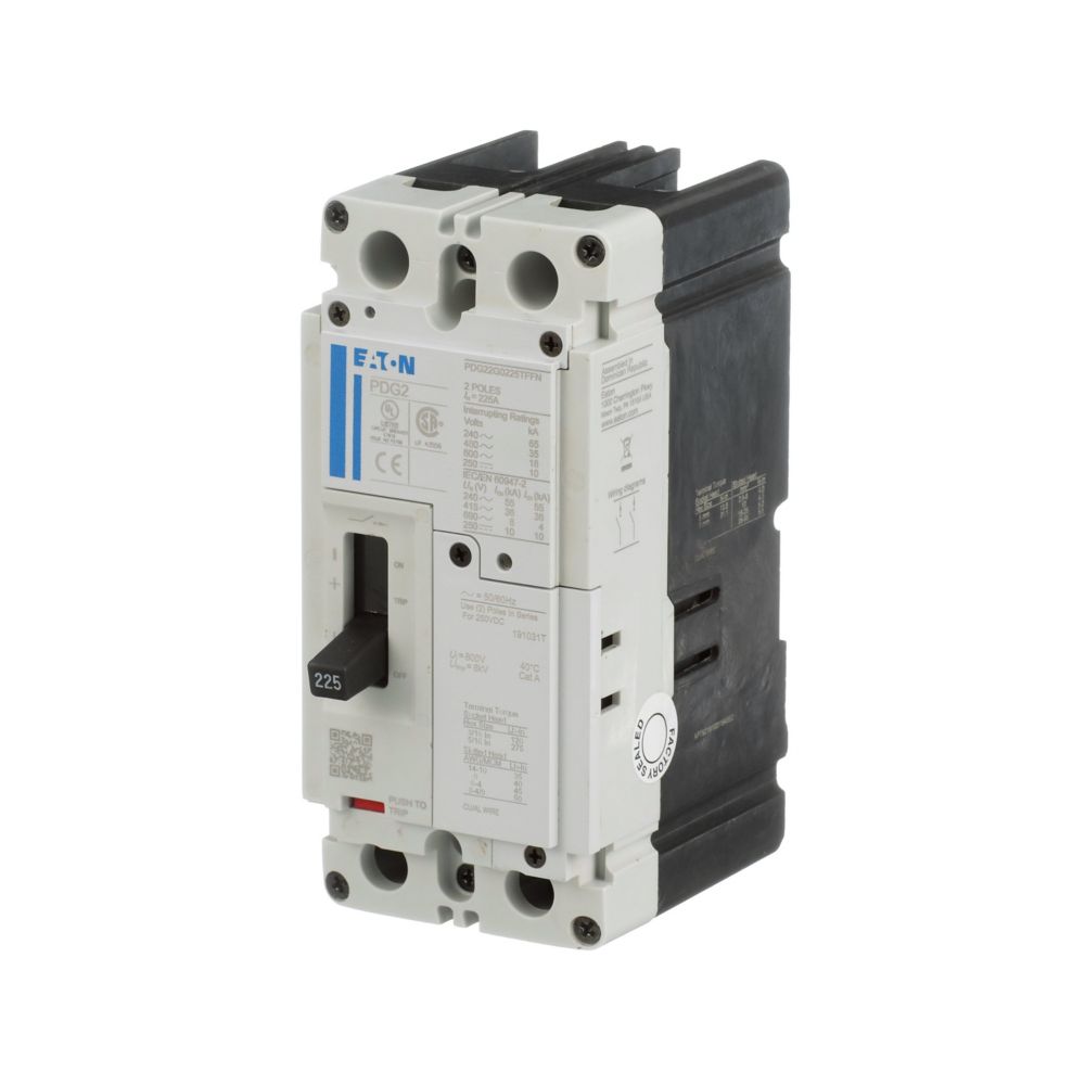 Eaton PDG22G0225TFFJ Circuit Breaker | 600V 225A 2P 35kA@480V Power Defense Series