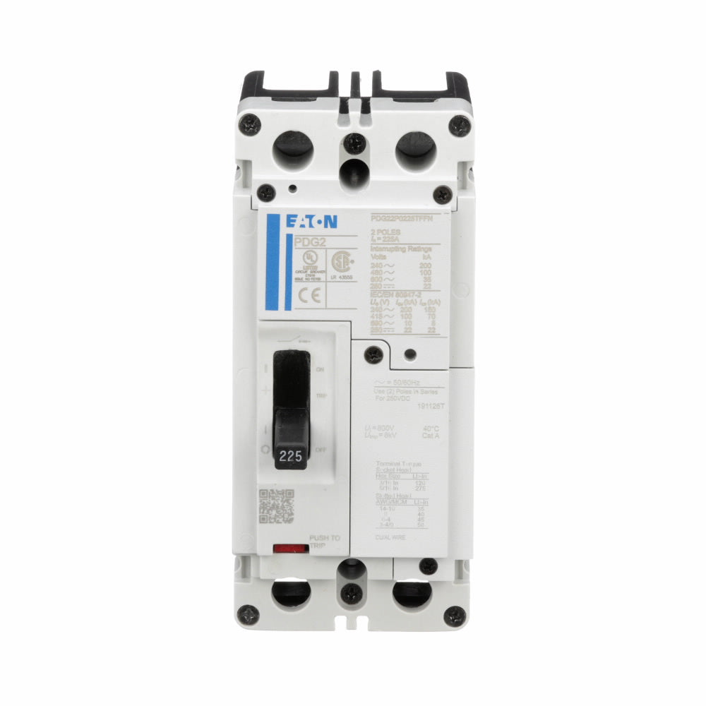 PDG22M0100TFFJ - Cutler Hammer Feed-Thru 600V 100A 2 pole circuit breaker 65kA@480V - Essential Electric Supply