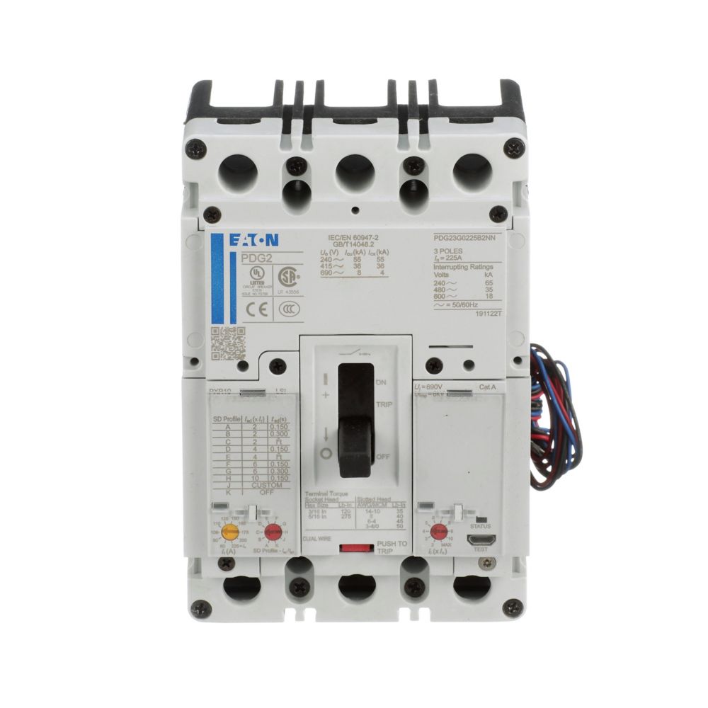 Eaton PDG23G0225B2NL Molded Case Circuit Breaker | 600V 225A 3P 35kA@480V Bolt-On