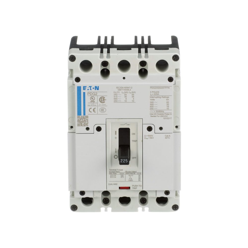 Eaton PDD23G0200TFFL Molded Case Circuit Breaker | 240V 200A 3P 65kA@240V Bolt-On Power Defense