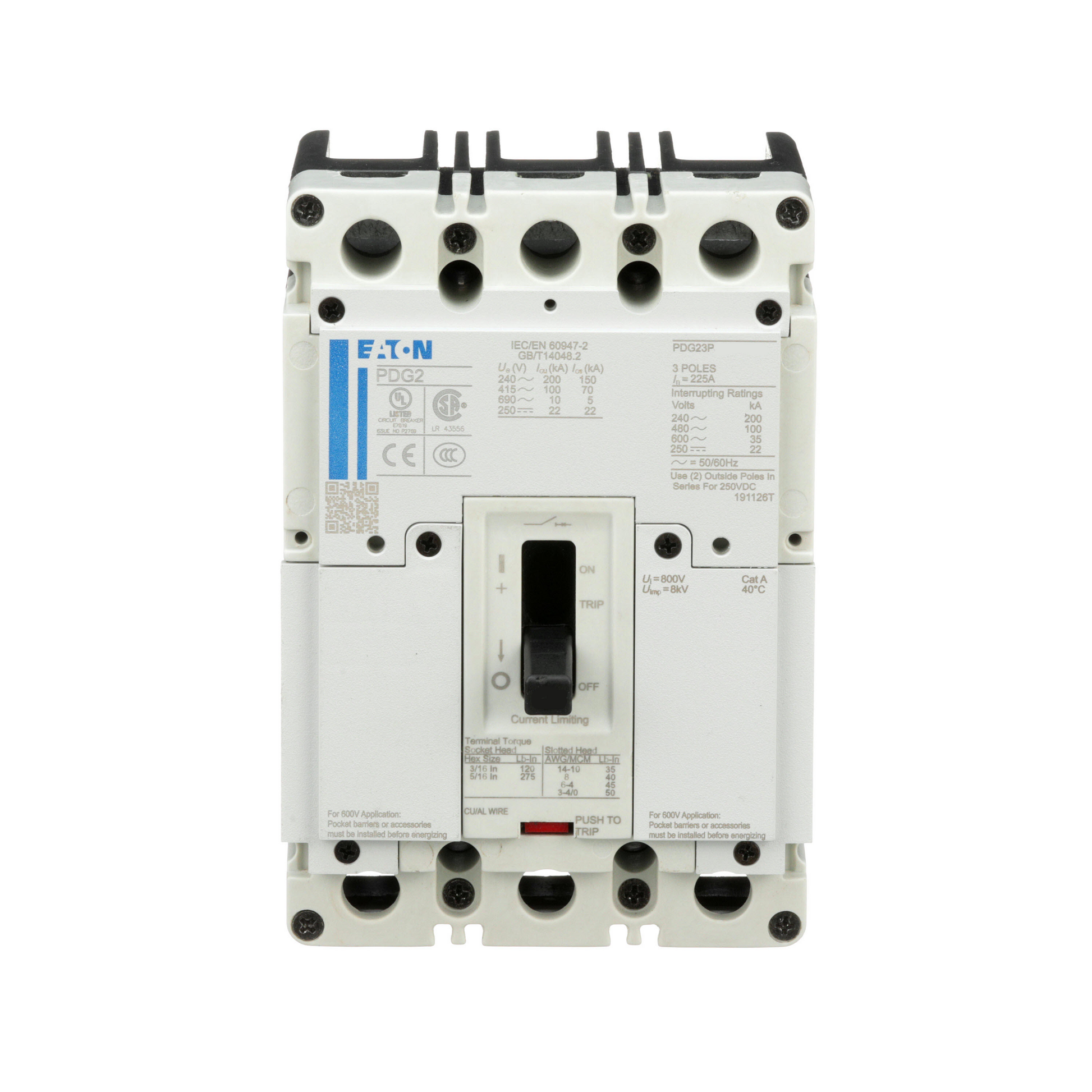 Eaton PDG23M0070TFFL Bolt On 70A 600V 3 Pole Circuit Breaker 65kA@480V - Essential Electric Supply