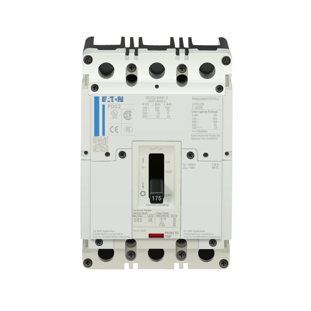 Eaton PDG23M0175TFFL Circuit Breaker | 600V 175A 65kA@480V Power Defense Series