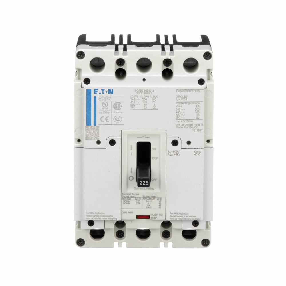 Eaton PDG23M0225TFFL Circuit Breaker | 600V 225A 65kA@480V Power Defense Series