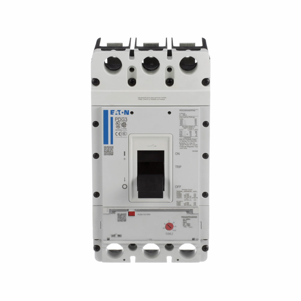PDG33G0225TFAJ - Cutler Hammer Feed-Thru 600V 225A 3 pole circuit breaker 35kA@480V - Essential Electric Supply