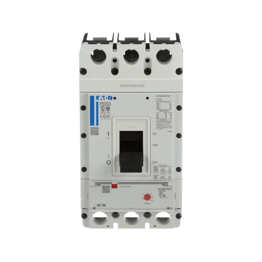 Cutler Hammer PDD33G0400TFAN Molded Case Circuit Breaker | 240V 400A 3P 65kA@240V Bolt-On Power Defense