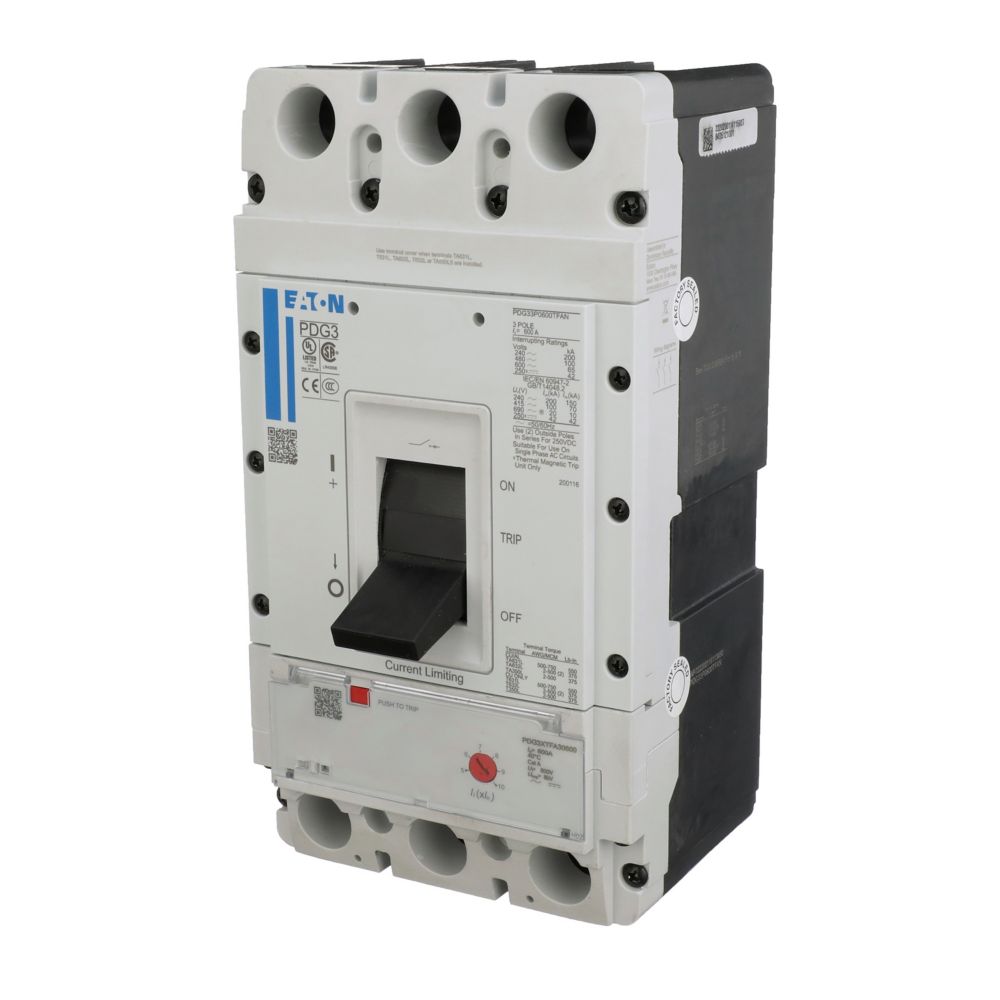 Cutler Hammer PDG33P0500TFAJ Circuit Breaker | 600V 500A 3P 100kA@480V Feed-Thru Power Defense