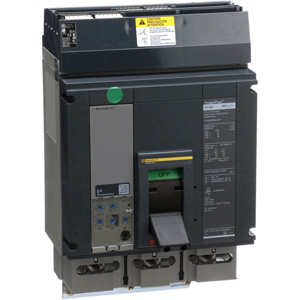 Square D PGA36080U33A Circuit Breaker | Powerpact PGA 600V 800A