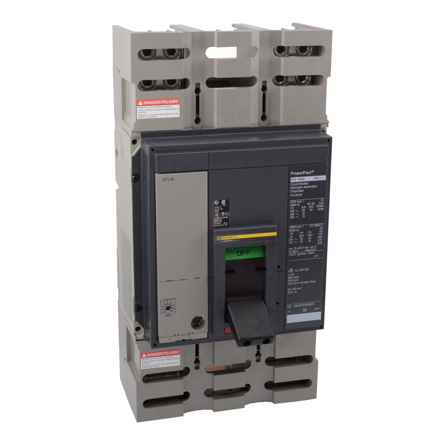 Square D PJL36100U31A Molded Case | 600V 1000A 3P 65kA@480V Feed-Thru Powerpact