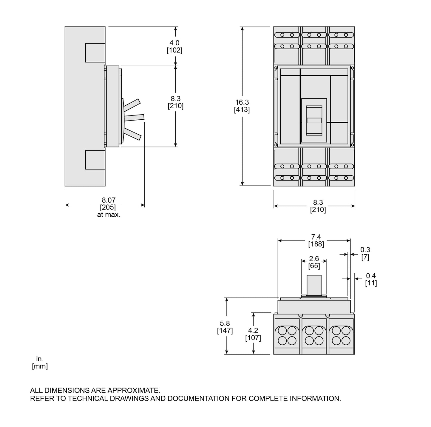 PGL36120U43A - Square D Feed-Thru 600V 1200A 3 pole circuit breaker 35kA@480V - Essential Electric Supply