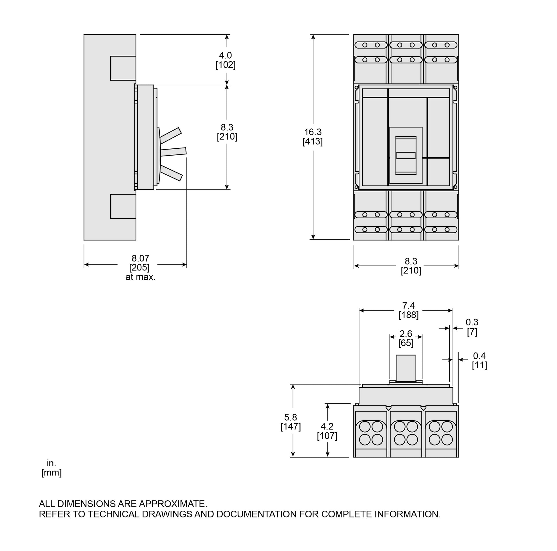 PGL36120U43A - Square D Feed-Thru 600V 1200A 3 pole circuit breaker 35kA@480V - Essential Electric Supply