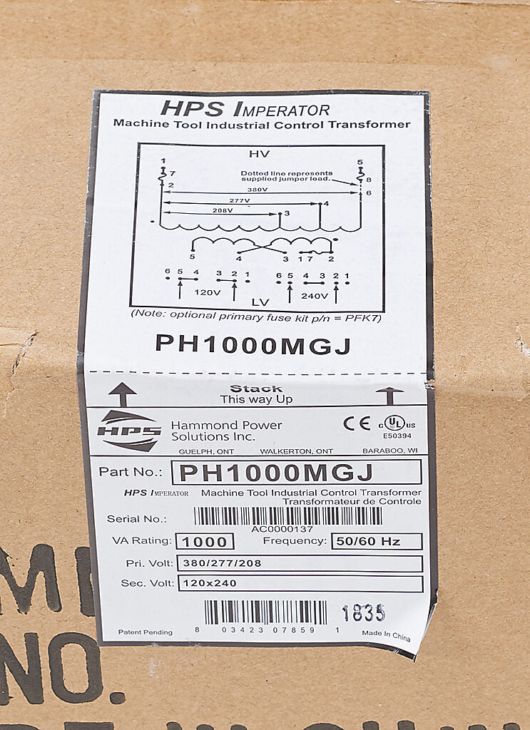 Hammond Power Solutions PH1000MGJ Transformer | 1.48 EKVA Seismic Compliant