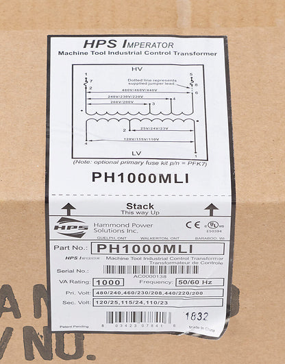 Hammond Power Solutions PH1000MLI Transformer | 1.48 kVA Seismic Compliant