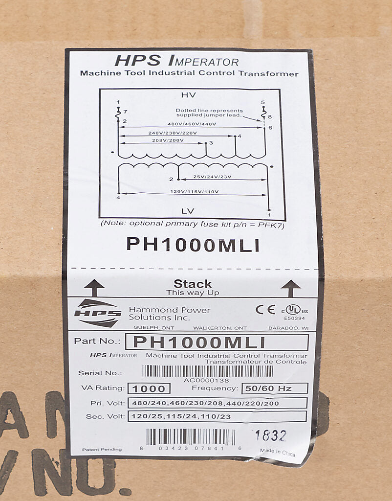 Hammond Power Solutions PH1000MLI Transformer | 1.48 kVA Seismic Compliant