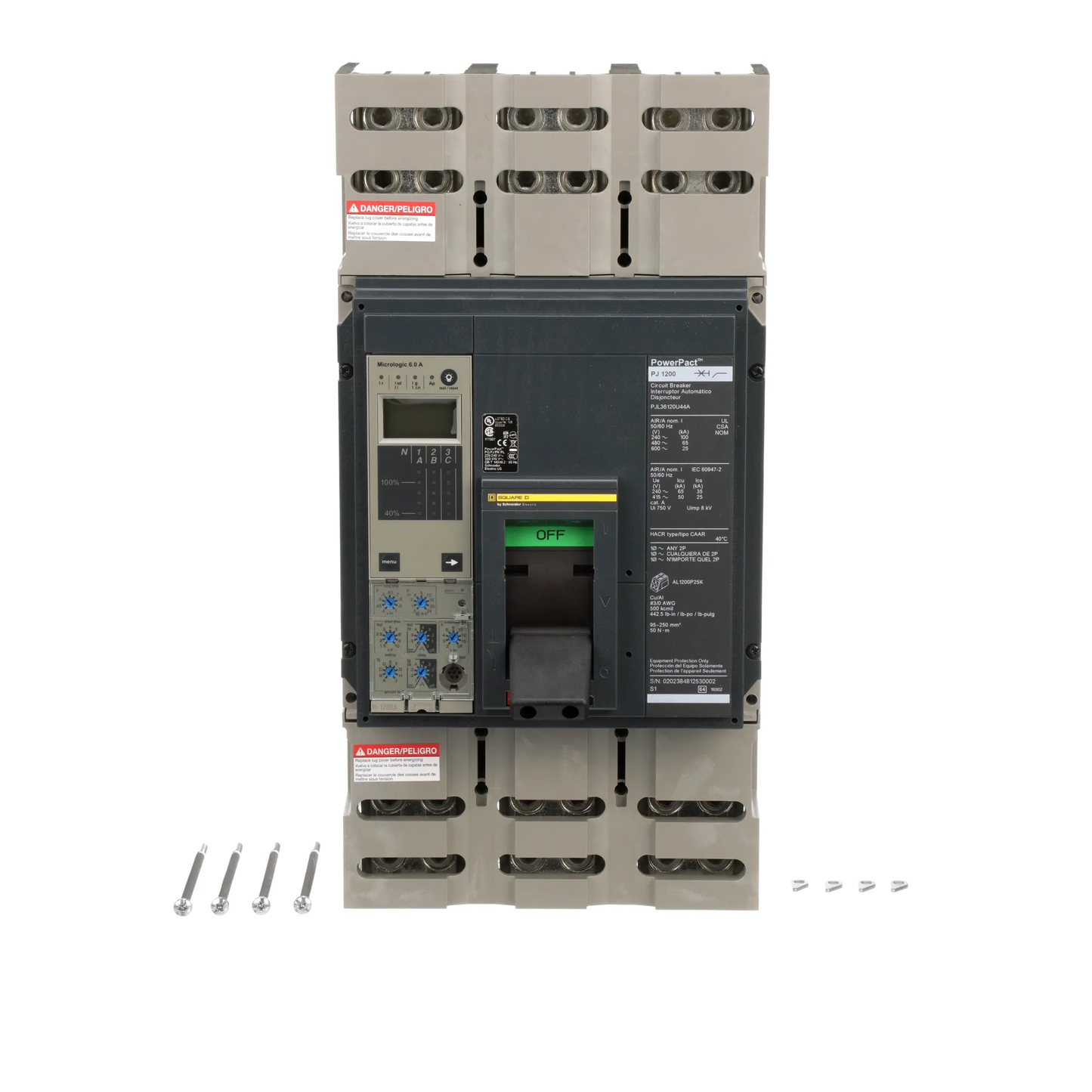 Square D PJL36120U44A Circuit Breaker | 600V 1200A 3P 65kA@480V Feed-Thru Powerpact