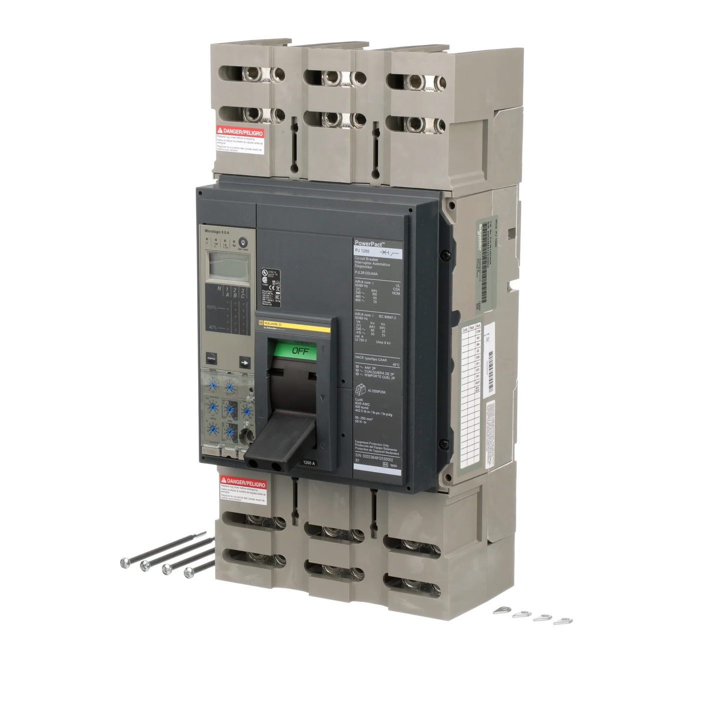 Square D PJL36120U44A Circuit Breaker | 600V 1200A 3P 65kA@480V Feed-Thru Powerpact