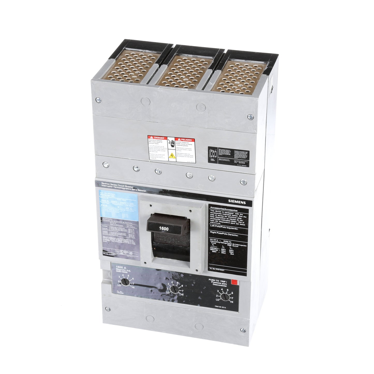 Siemens PXD63B160 Molded Case Circuit Breaker | 600V 1600A 3P 50kA@480V Bolt-On Sentron Series
