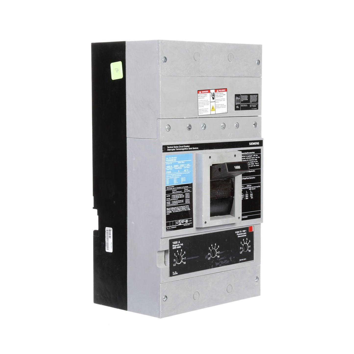 Siemens PXD63B160 Molded Case Circuit Breaker | 600V 1600A 3P 50kA@480V Bolt-On Sentron Series