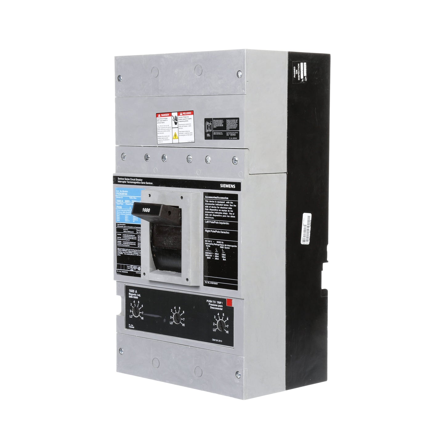 Siemens PXD63B160 Molded Case Circuit Breaker | 600V 1600A 3P 50kA@480V Bolt-On Sentron Series