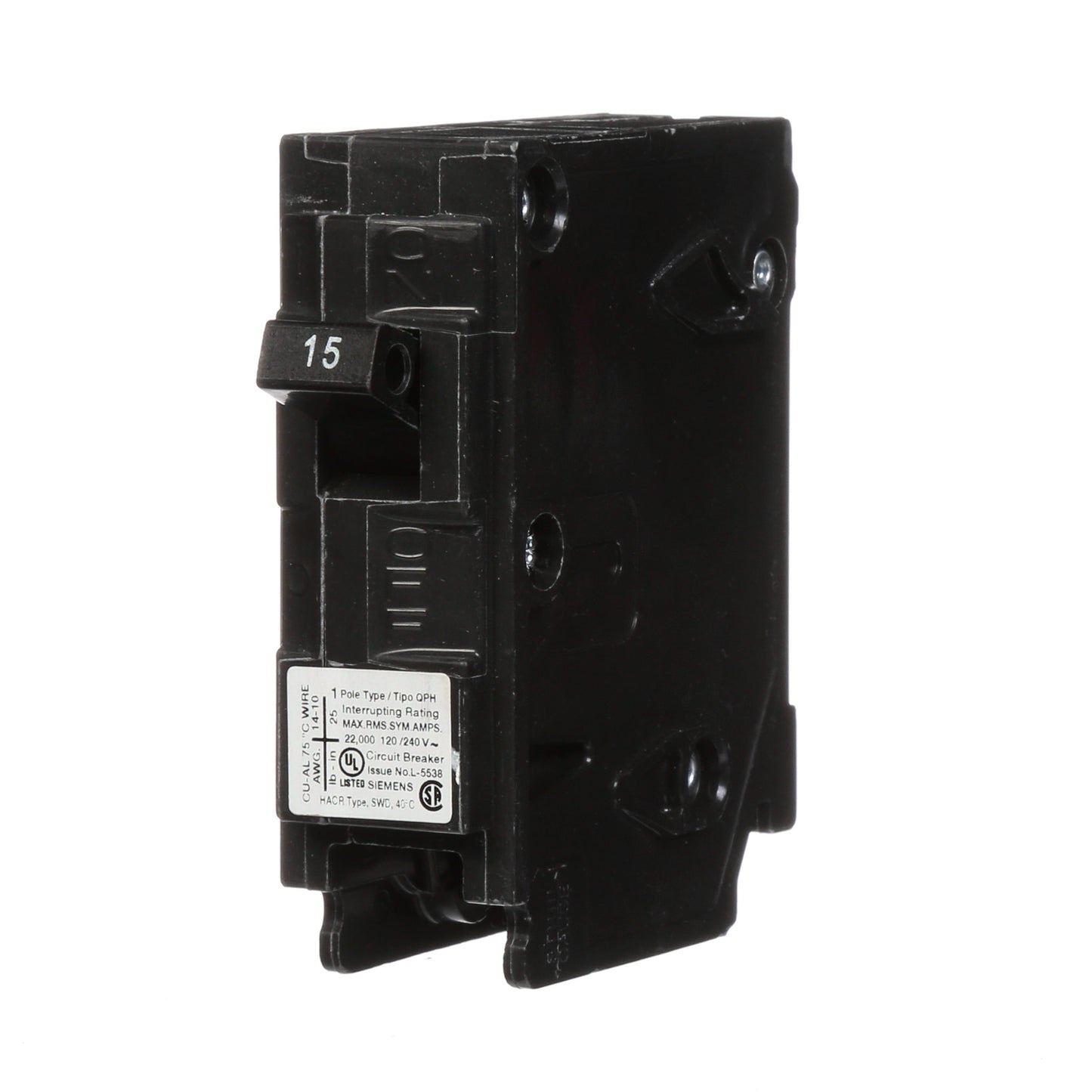 Siemens Q115H Circuit Breaker | 120V 15A 1P 22kA@120V Plug-In Q Series