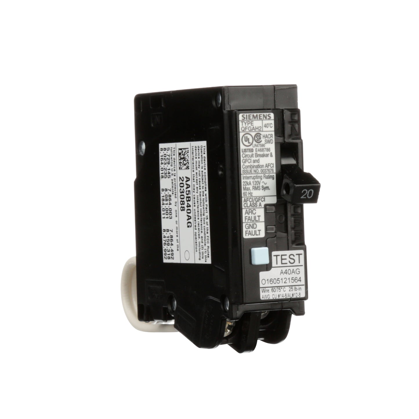 Siemens Q120DFH Circuit Breaker | Q Series QFGAH2 120V 20A