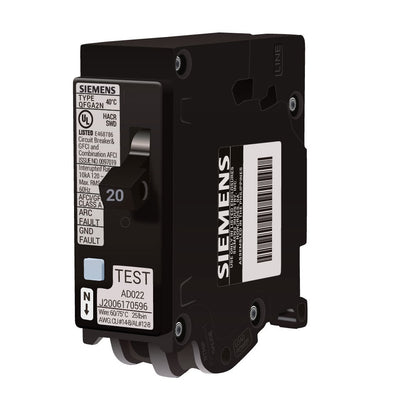 Siemens Q120DFN Circuit Breaker | 120/240V 20A 1P 10kA@120V Plug-In Q Series