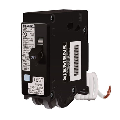 Siemens Q120DF Circuit Breaker | 120V 20A 1P 10kA@120V Plug-In Q Series