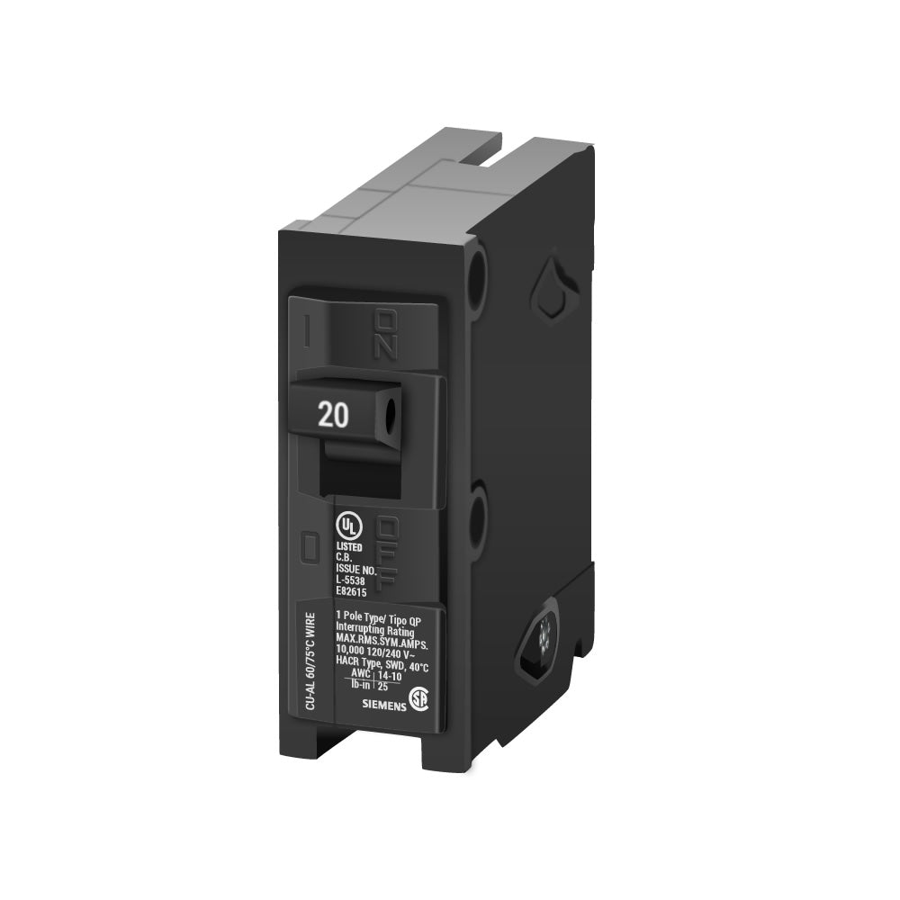 Siemens Q120 Circuit Breaker | 120V 20A 1P 10kA@120V Plug-In Q Series