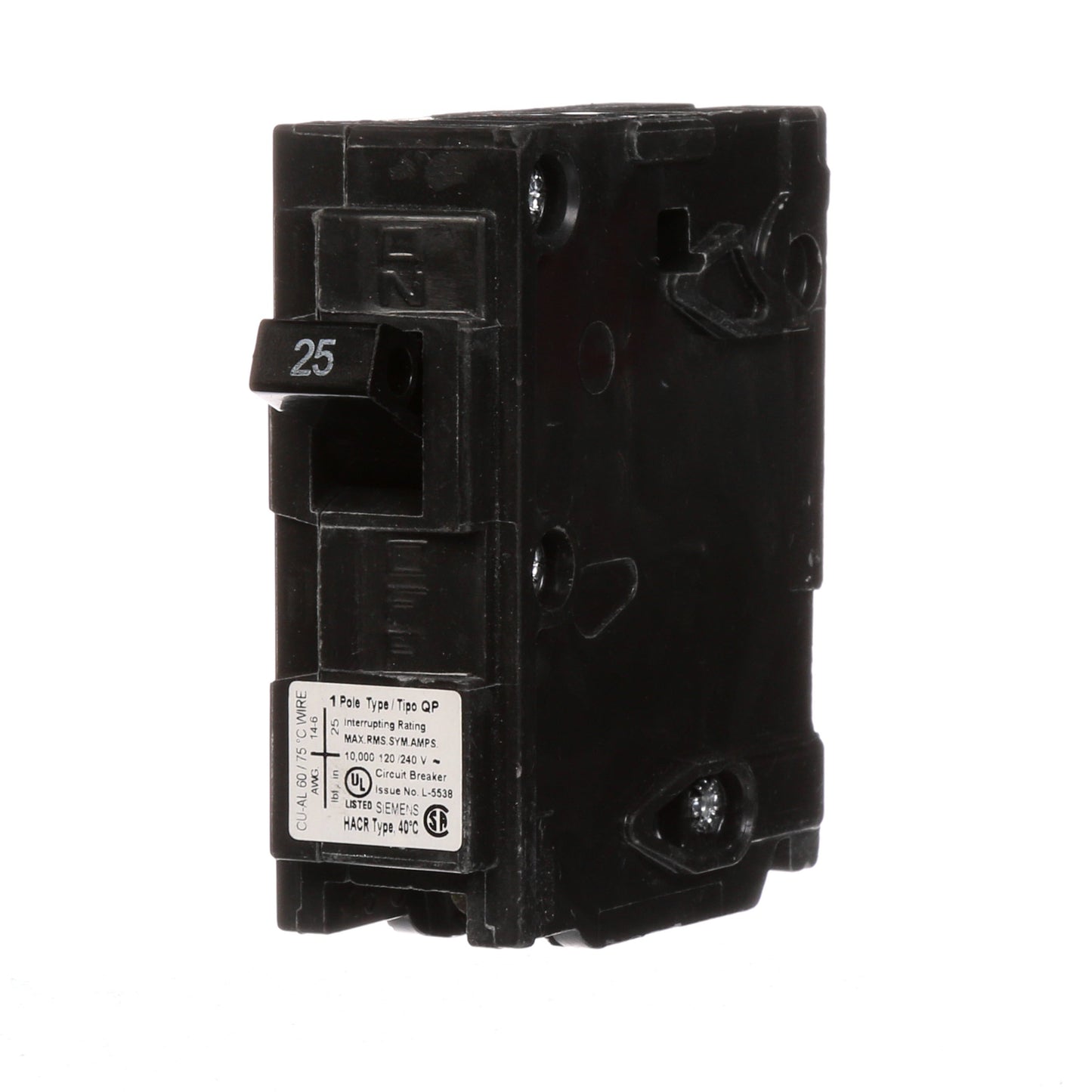 Siemens Q125 Circuit Breaker 120V 25A 1P 10kA@120V Plug-In Q Series