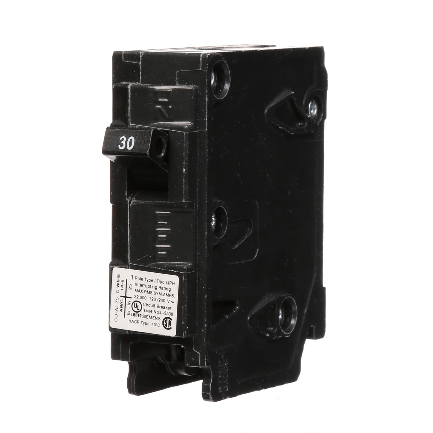 Siemens Q130H Circuit Breaker | 120V 30A 1P 22kA@120V Plug-In Q Series