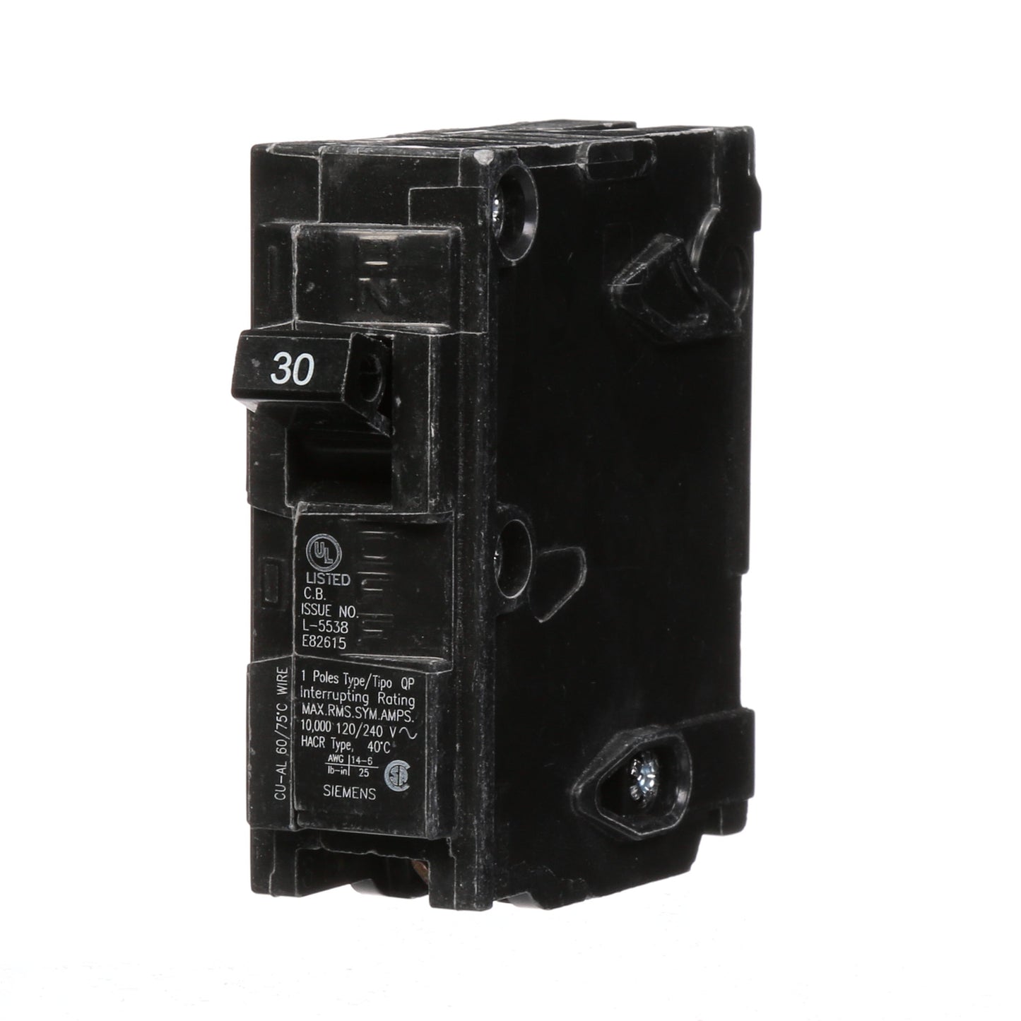 Siemens Q130 Circuit Breaker | 120V 30A 1P 10kA@120V Plug-In Q Series