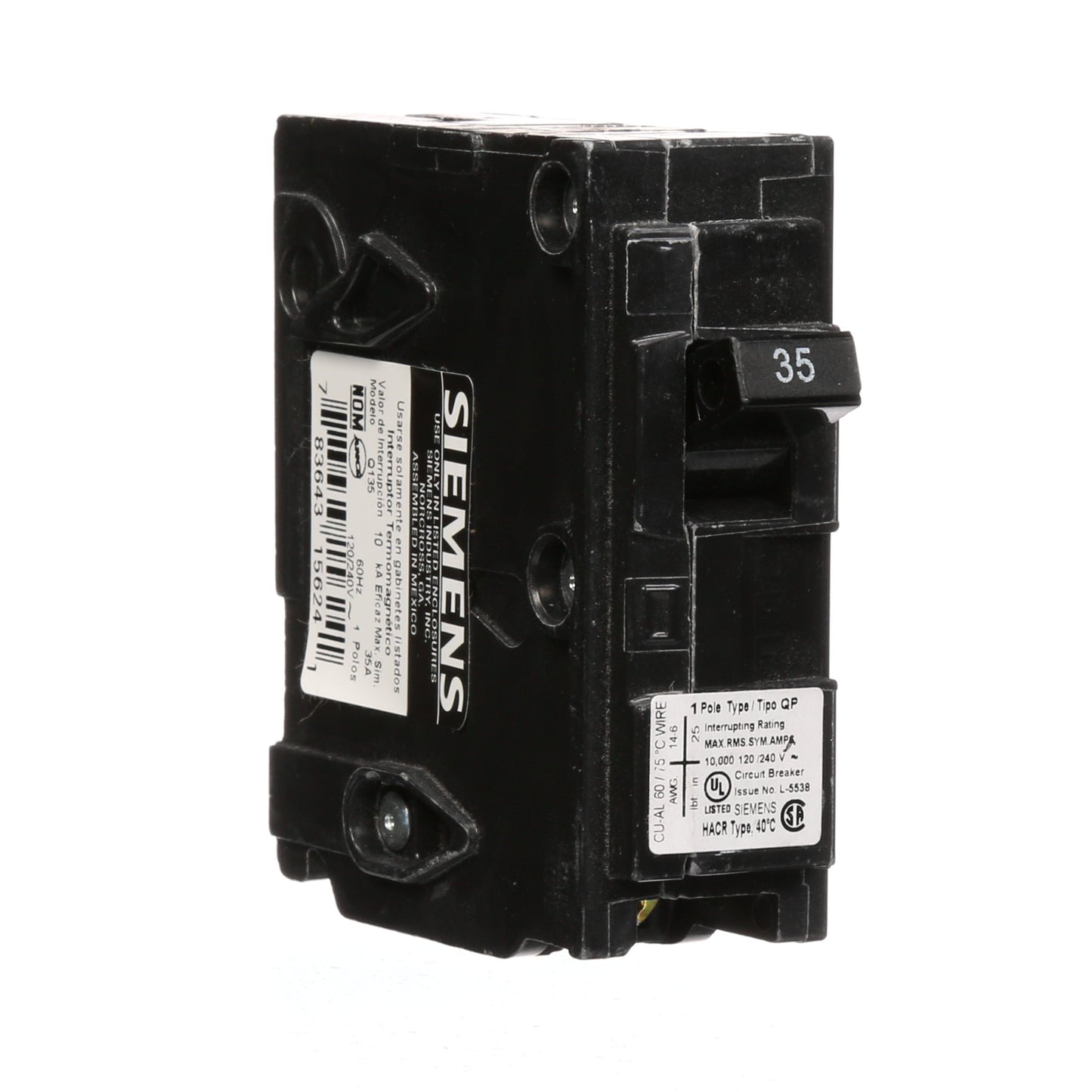 Siemens Q135 Circuit Breaker | 120V 35A 1 Pole 10kA@120V Plug-In Q Series