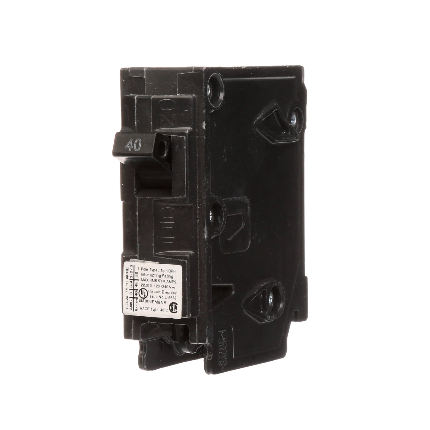 Siemens Q140H Circuit Breaker | 120V 40A 1P 22kA@120V Plug-In Q Series