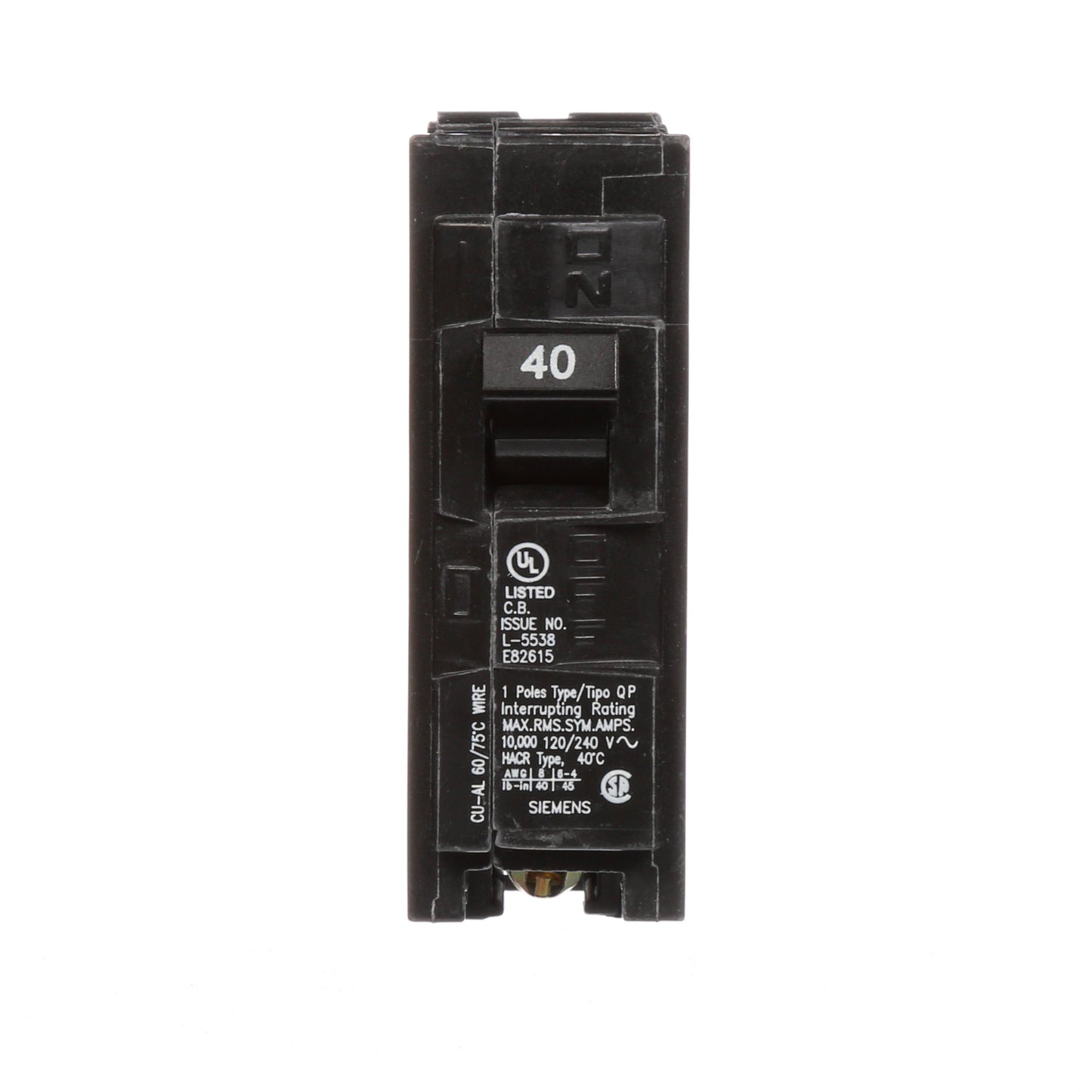 Siemens Q140 Circuit Breaker | 120VAC 40A 1P 10kA@120V Q Series