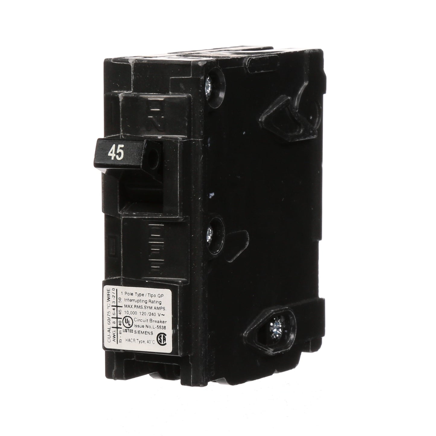 Siemens Q145 Circuit Breaker | 120V 45A 1 Pole 10kA@120V Plug-In Q Series