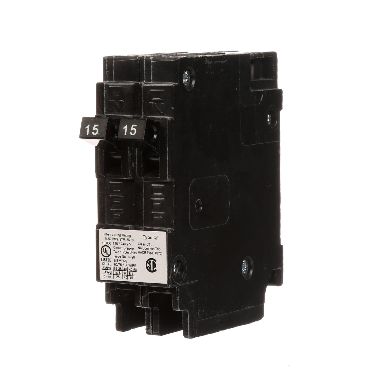 Siemens Q1515 Circuit Breaker | 120V 15A 1P 10kA@240V Plug-In Q Series