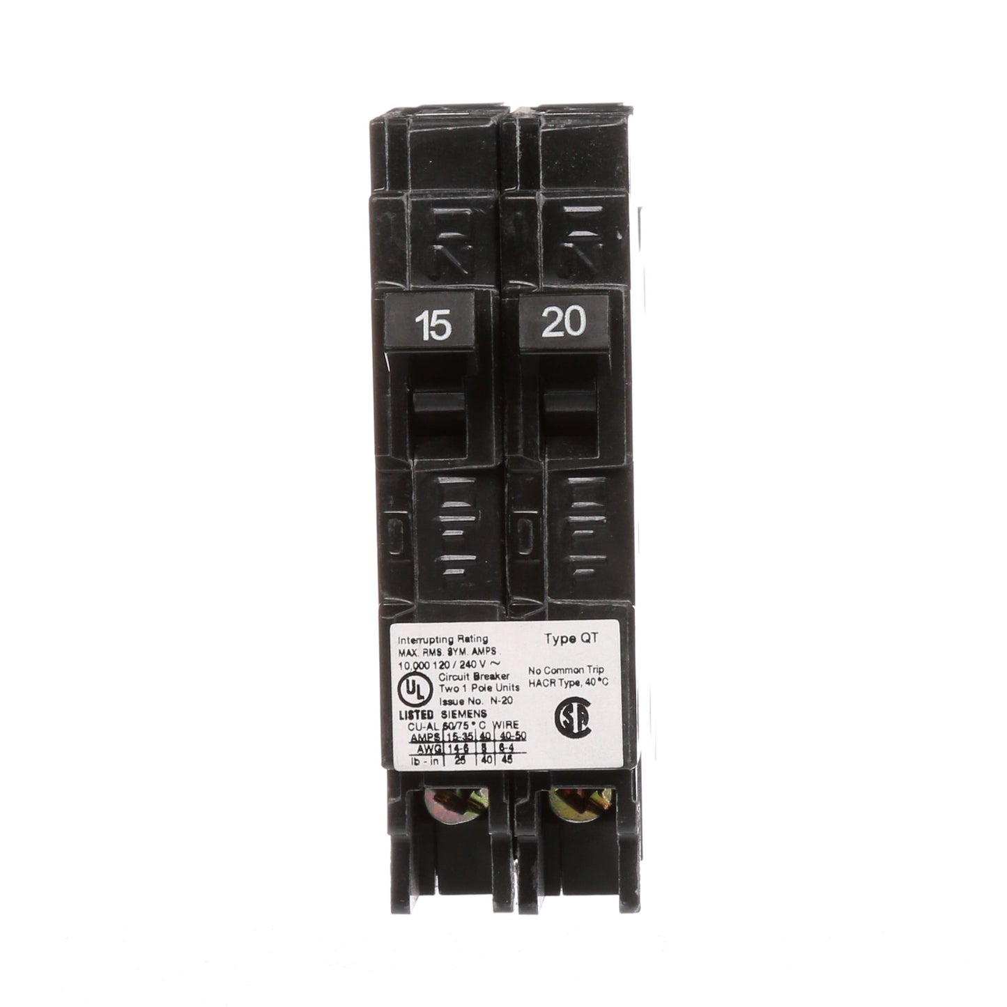 Siemens Q1520NC Circuit Breaker | Q Series QT 240V 20A