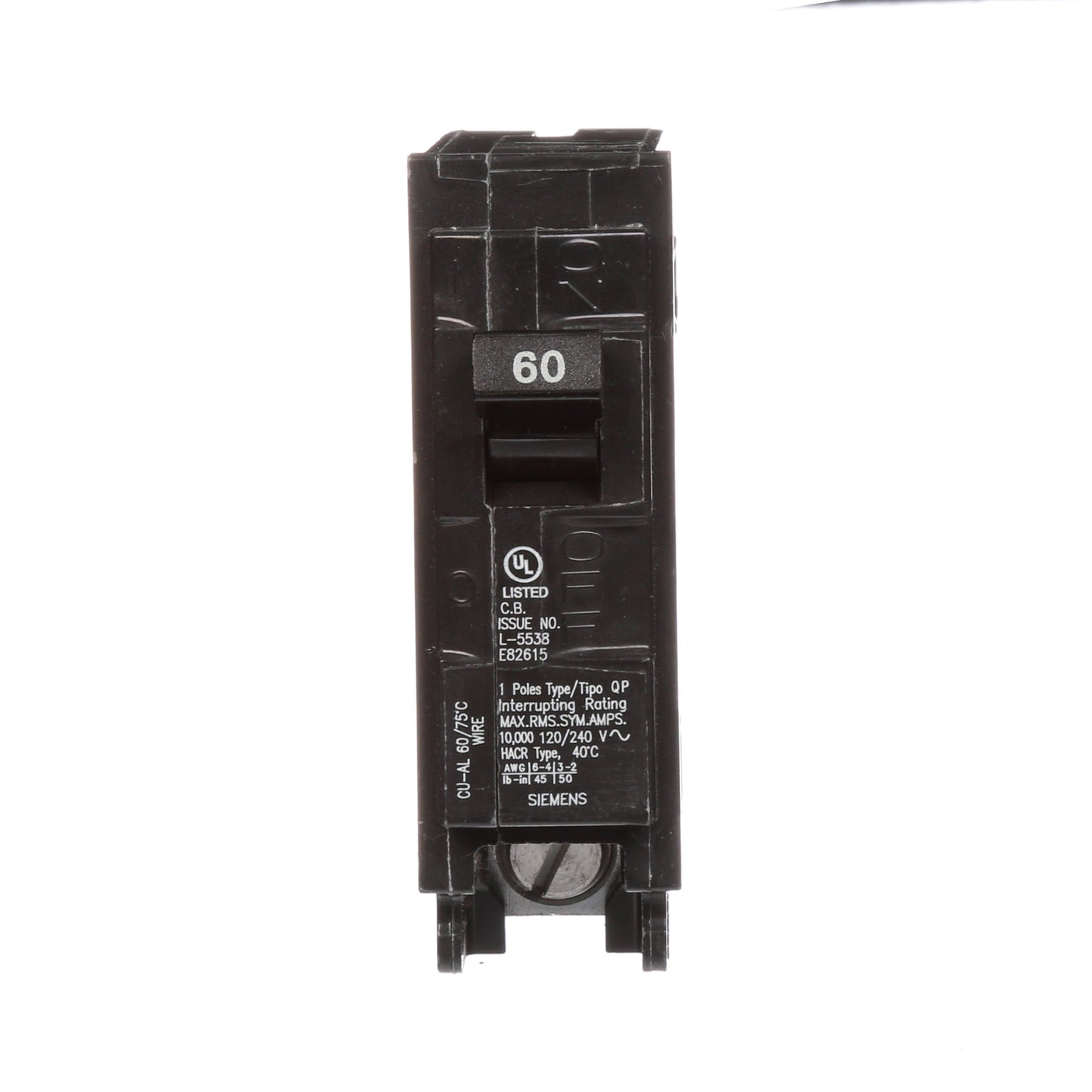 Siemens Q160 Circuit Breaker | 120V 60A 1P 10kA@120V Plug-In Q Series
