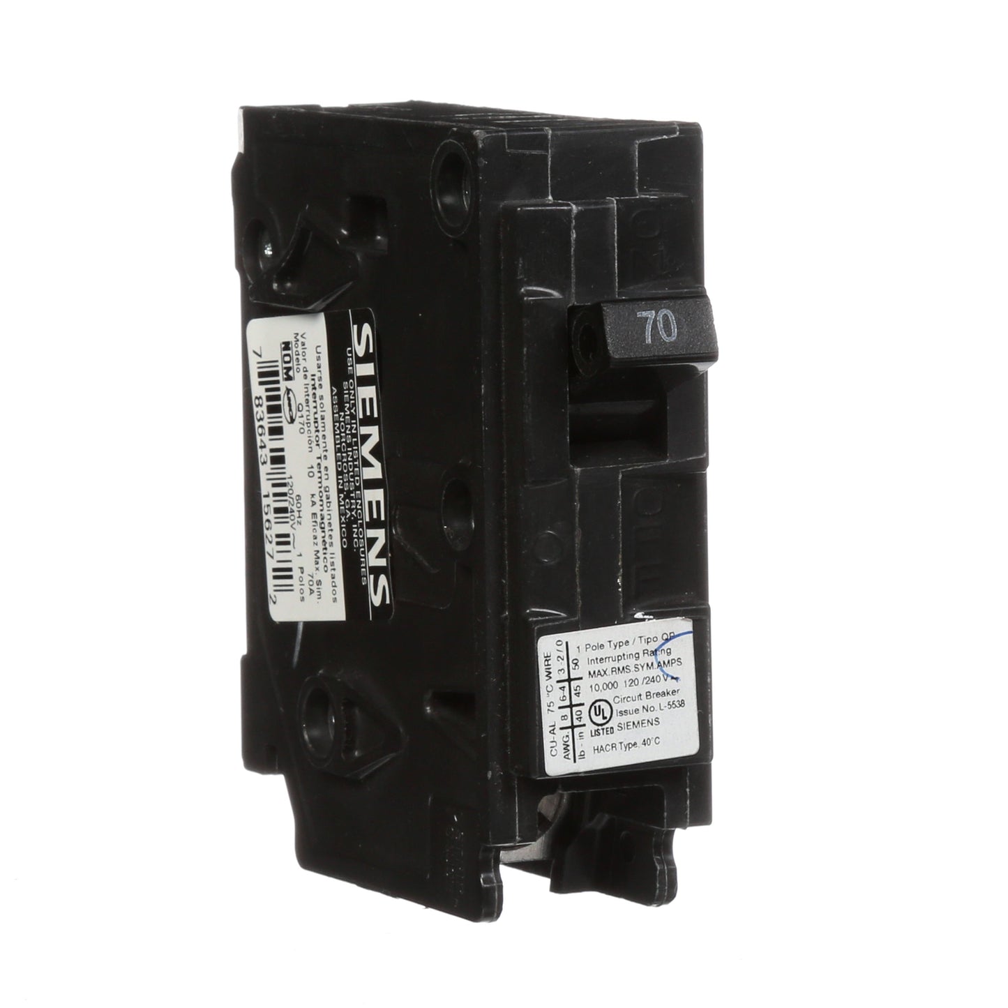 Siemens Q170 Circuit Breaker | Q Series QP 120V 70A
