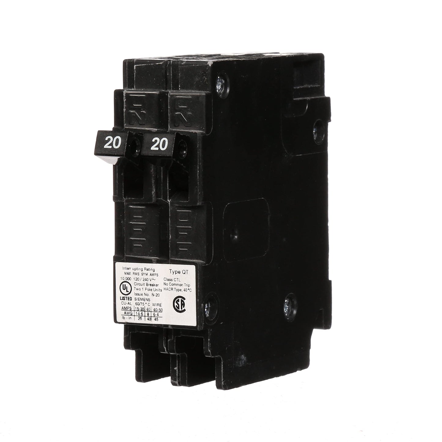 Q2020 - SIemens Plug-In 20 Amp 2 Pole Circuit Breaker - Essential Electric Supply