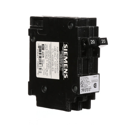 Siemens Q2020NC Circuit Breaker | 120/240V 20A 2P 10kA@240V Plug-In Q Series