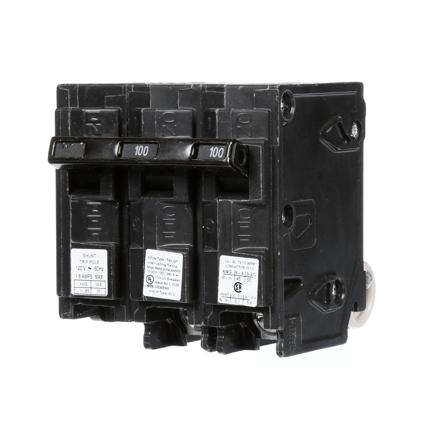 Siemens Q210000S01 Circuit Breaker | 240V 100A 2P 10kA@240V Plug-In Q Series