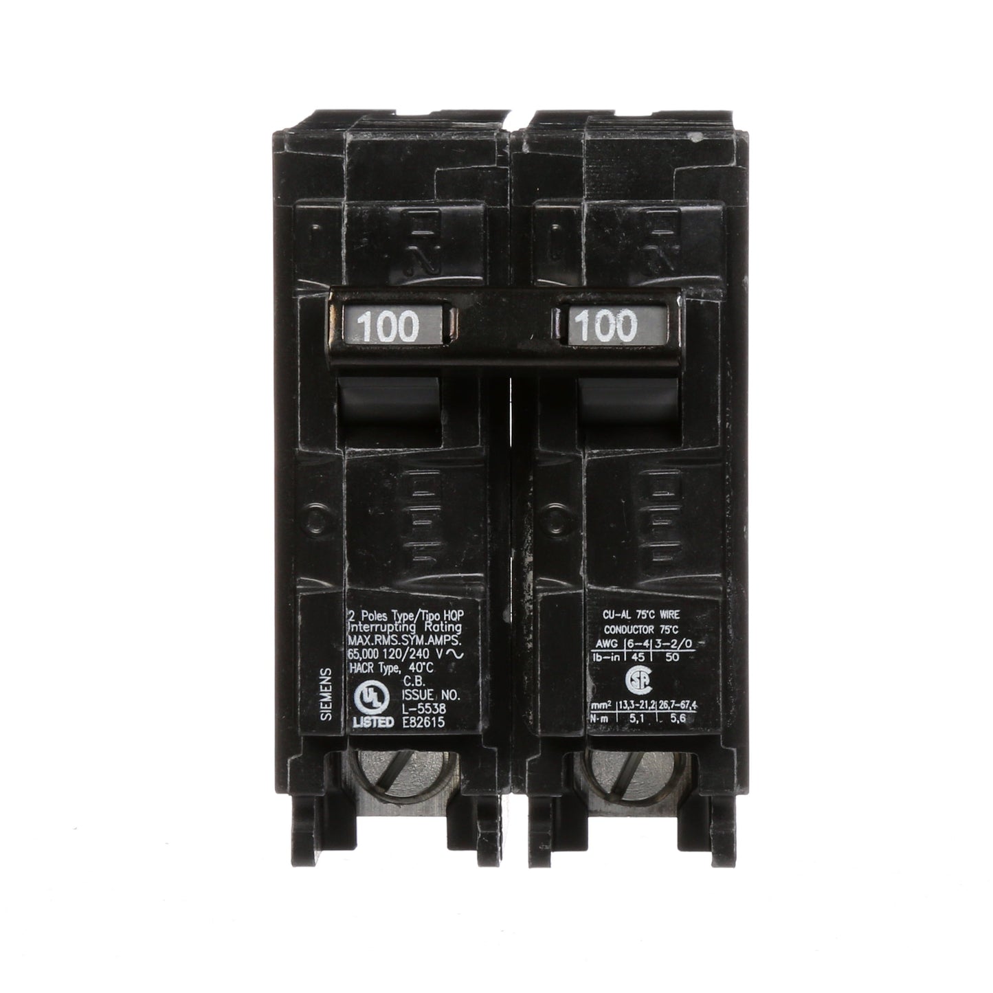 Siemens Q2100HH Circuit Breaker | 240V 100A 2P 65kA@240V Q Series