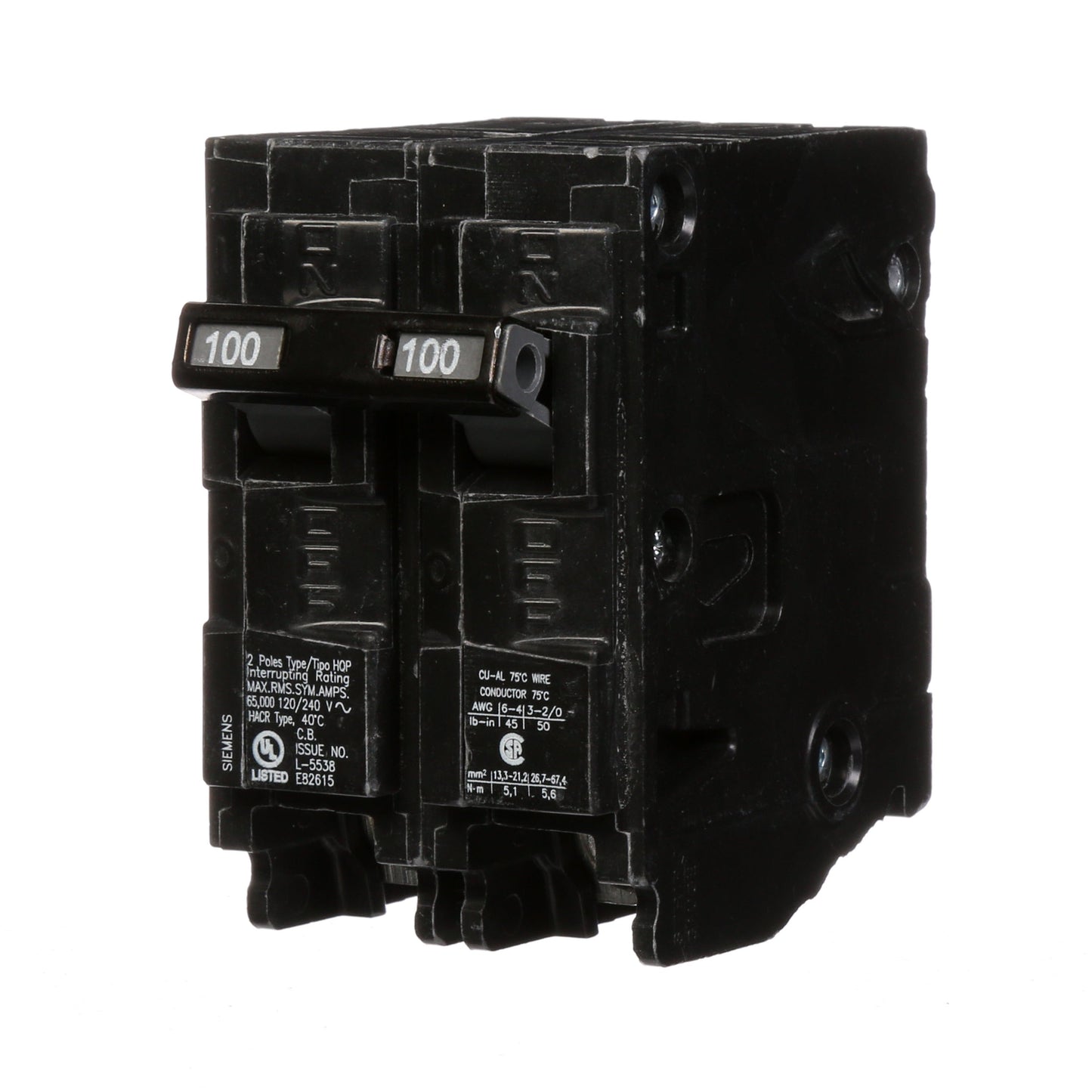 Siemens Q2100HH Circuit Breaker | 240V 100A 2P 65kA@240V Q Series