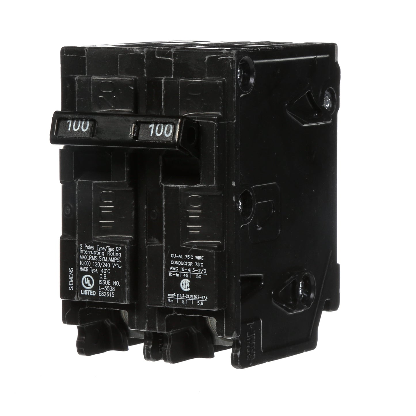 Siemens Q2100 Circuit Breaker | 120/240VAC 100A 2P 10kA@240V Q Series