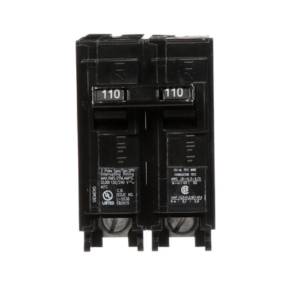Siemens Q2110H Circuit Breaker | 240V 110A 2P 22kA@240V Plug-In Q Series