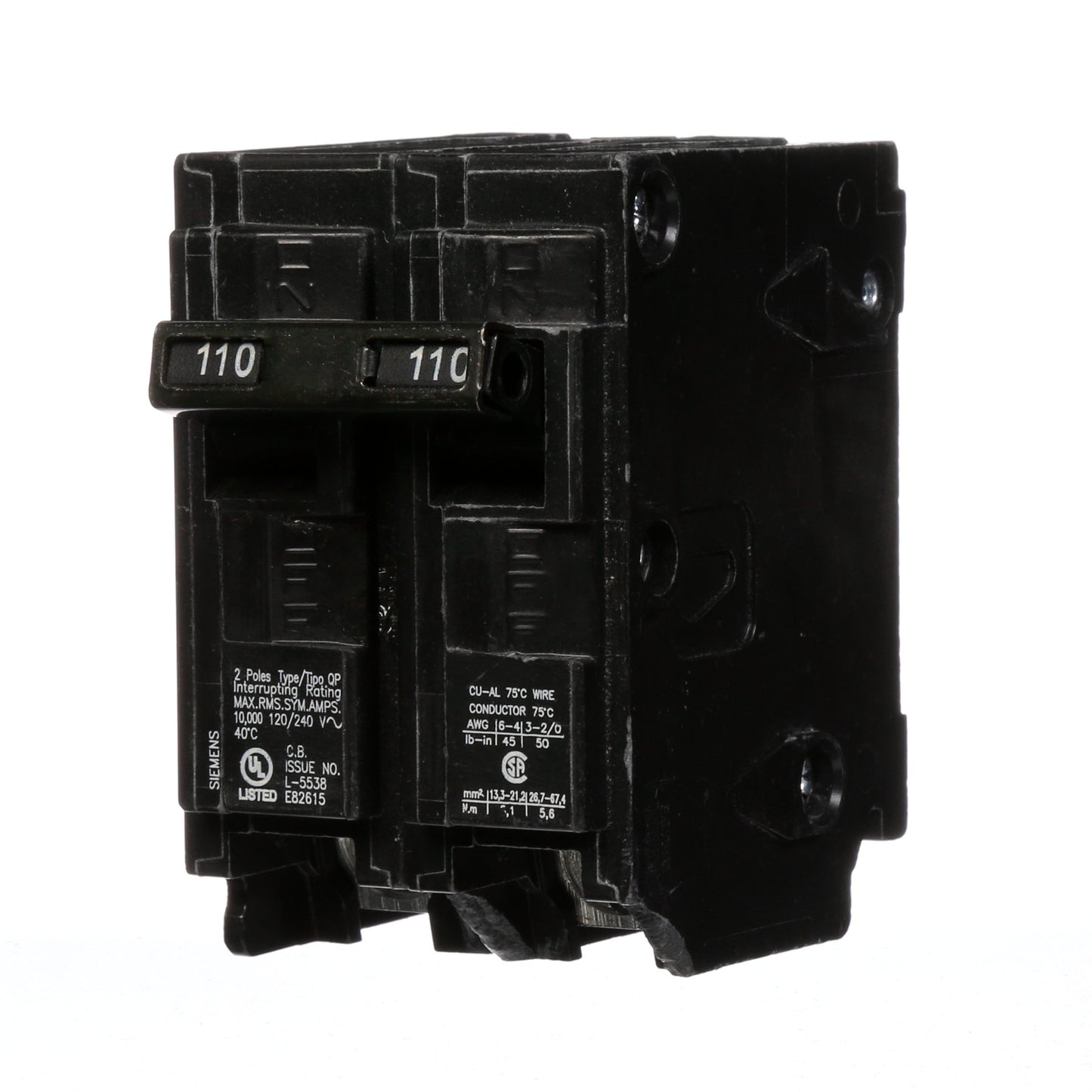 Siemens Q2110 Circuit Breaker | 240V 110A 2 Pole 10kA@240V Plug-In Q Series