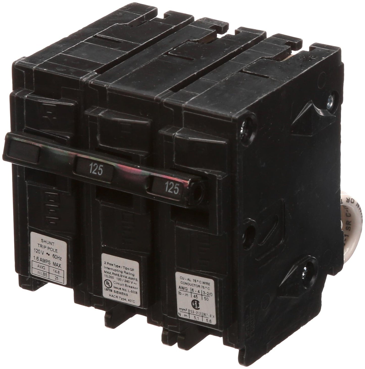 Siemens Q212500S01 Circuit Breaker | 240V 125A 2P 10kA@240V Plug-In Q Series