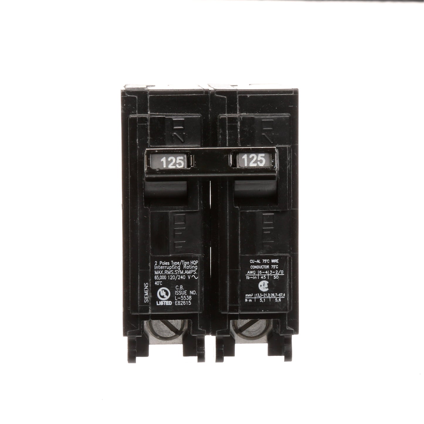 Siemens Q2125HH Circuit Breaker | 240V 125A 2P 65kA@240V Plug-In Q Series