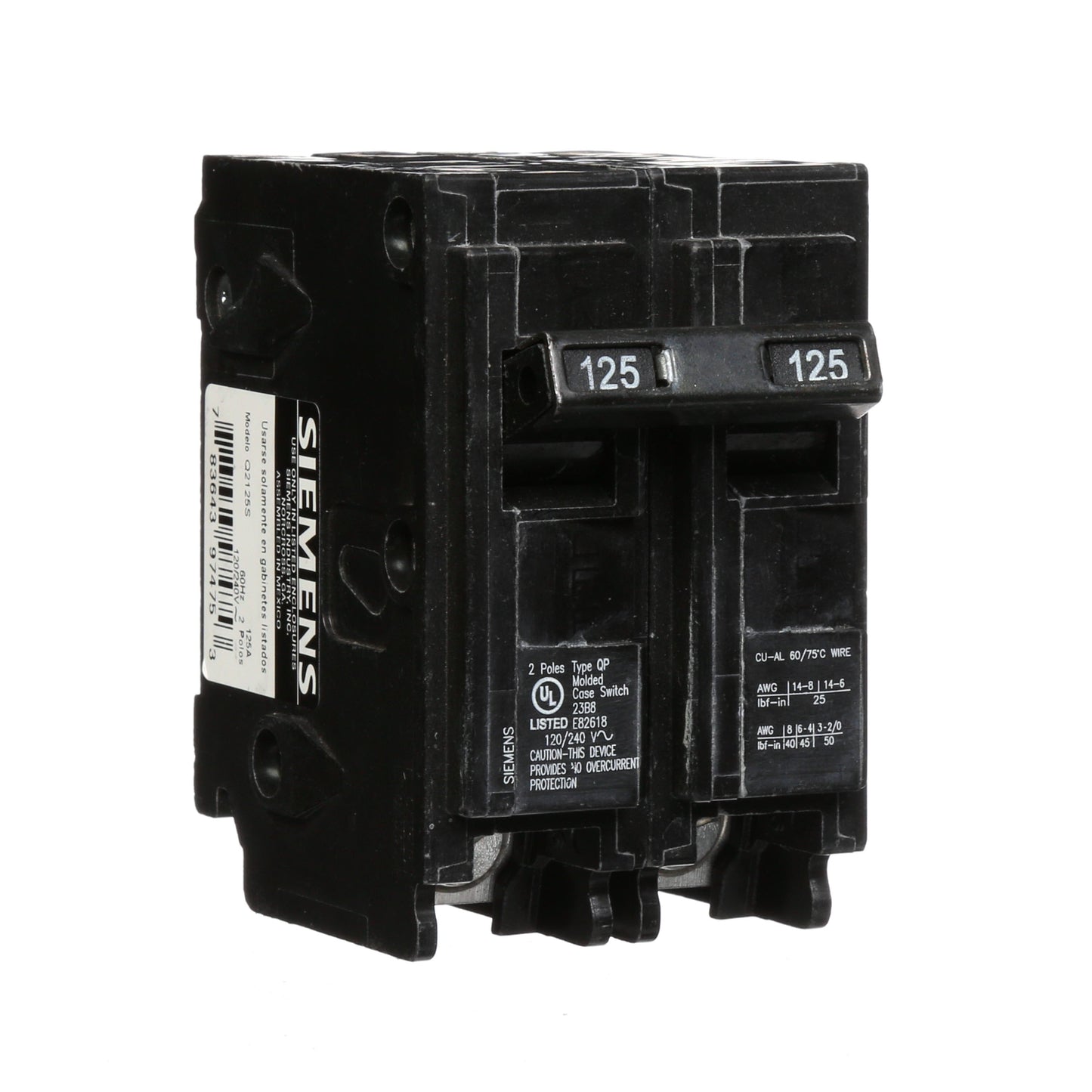 Siemens Q2125S Circuit Breaker Load Center
